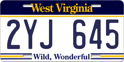 WV license plate 2YJ645