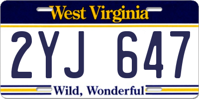 WV license plate 2YJ647