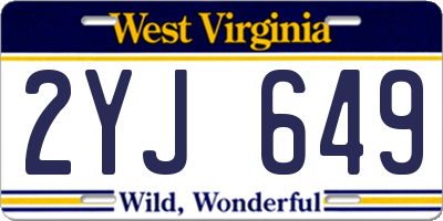WV license plate 2YJ649