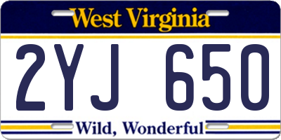 WV license plate 2YJ650