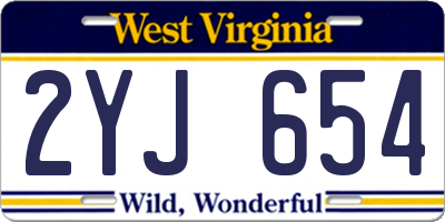 WV license plate 2YJ654