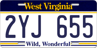 WV license plate 2YJ655