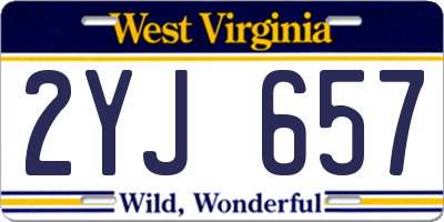 WV license plate 2YJ657