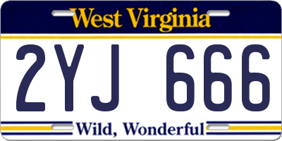 WV license plate 2YJ666