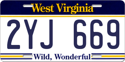 WV license plate 2YJ669