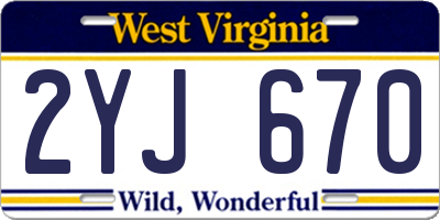 WV license plate 2YJ670