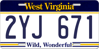 WV license plate 2YJ671