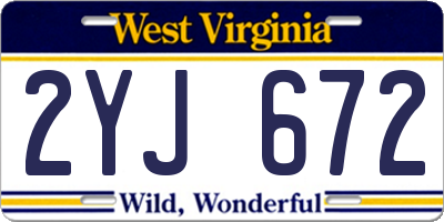 WV license plate 2YJ672
