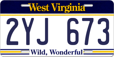 WV license plate 2YJ673