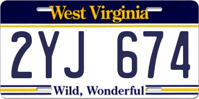 WV license plate 2YJ674