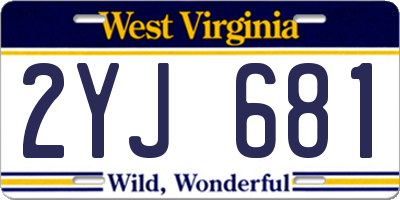 WV license plate 2YJ681