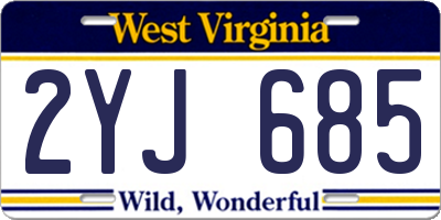 WV license plate 2YJ685