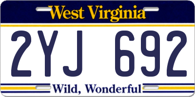 WV license plate 2YJ692