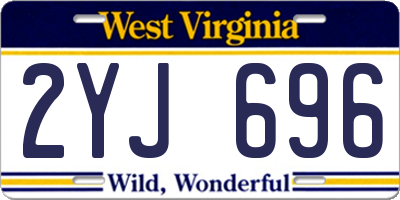 WV license plate 2YJ696