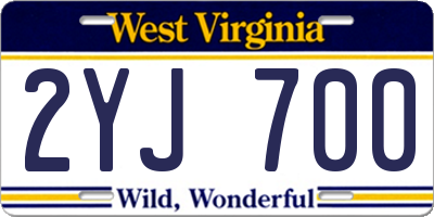 WV license plate 2YJ700