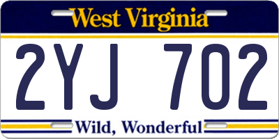 WV license plate 2YJ702