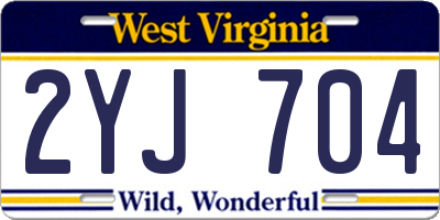 WV license plate 2YJ704