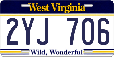 WV license plate 2YJ706