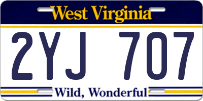 WV license plate 2YJ707