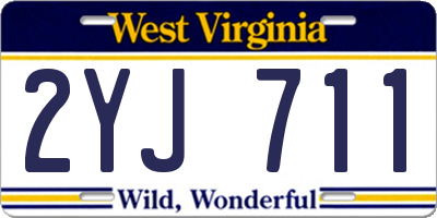 WV license plate 2YJ711