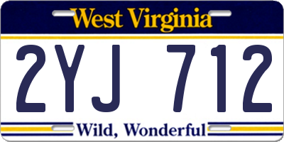 WV license plate 2YJ712