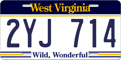 WV license plate 2YJ714