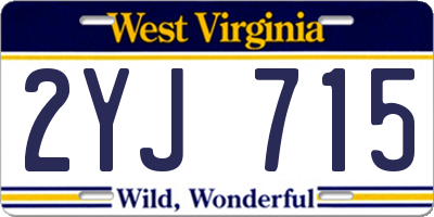 WV license plate 2YJ715