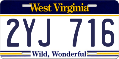 WV license plate 2YJ716