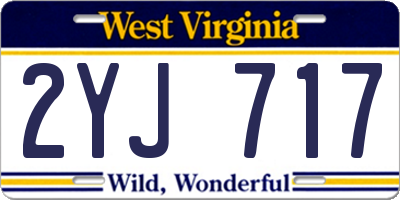WV license plate 2YJ717