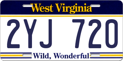 WV license plate 2YJ720