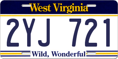 WV license plate 2YJ721