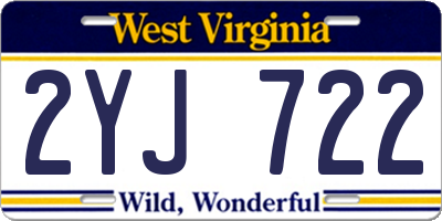 WV license plate 2YJ722