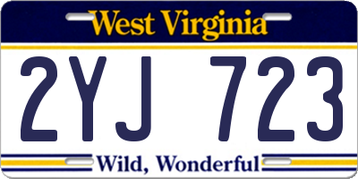WV license plate 2YJ723