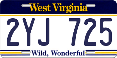 WV license plate 2YJ725