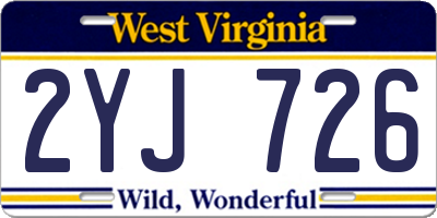 WV license plate 2YJ726