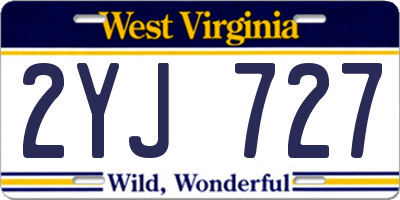 WV license plate 2YJ727