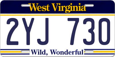 WV license plate 2YJ730