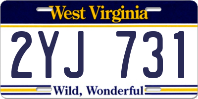 WV license plate 2YJ731