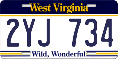 WV license plate 2YJ734