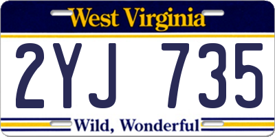 WV license plate 2YJ735