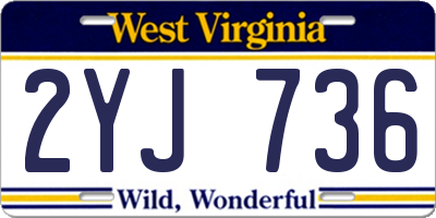 WV license plate 2YJ736
