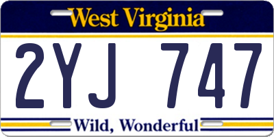 WV license plate 2YJ747
