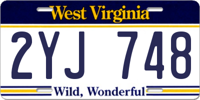 WV license plate 2YJ748