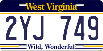 WV license plate 2YJ749