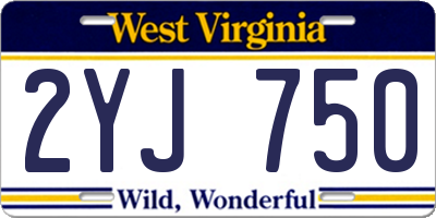 WV license plate 2YJ750
