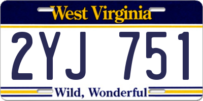 WV license plate 2YJ751