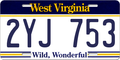 WV license plate 2YJ753