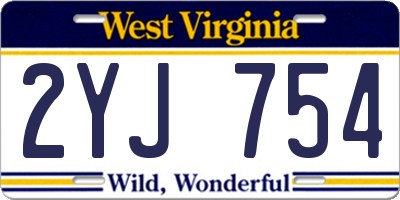 WV license plate 2YJ754