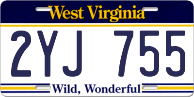 WV license plate 2YJ755