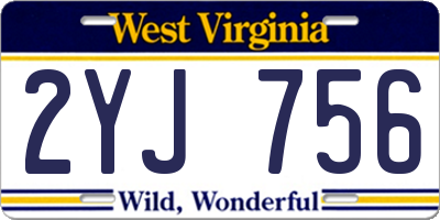 WV license plate 2YJ756